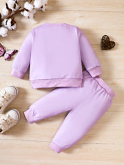 Baby Girl Butterfly Print Sweatshirt Trousers 2pcs Set Kids Pullover Pants