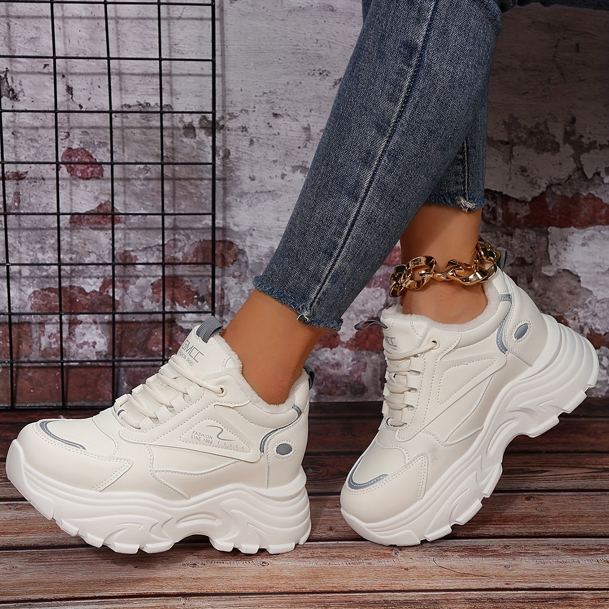 Non Slip Inner Heightening Warm Sneakers for Women