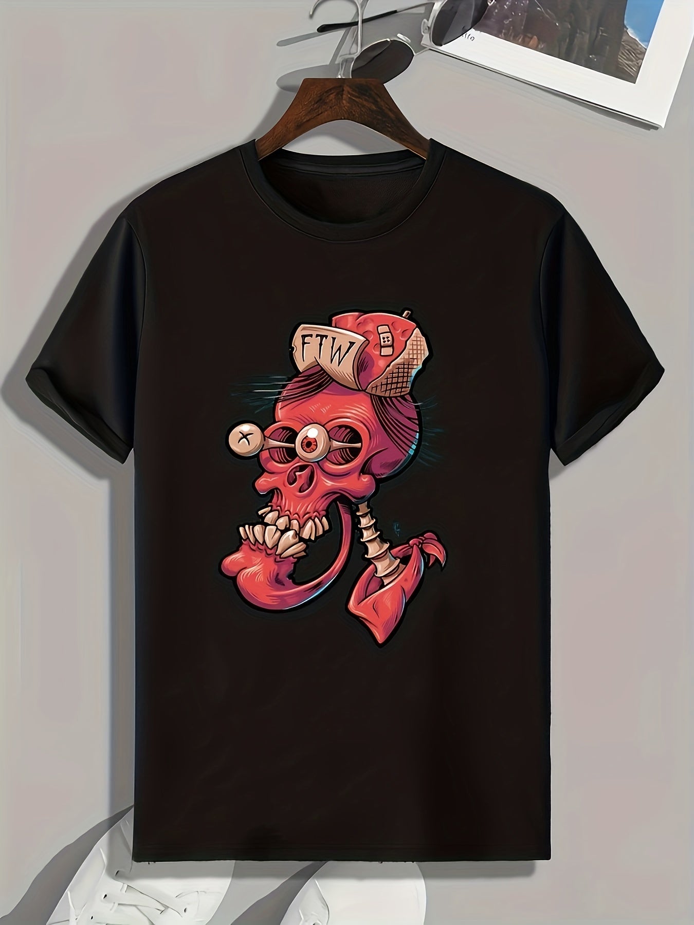 Skull Print Men's Graphic T-shirt for Summer