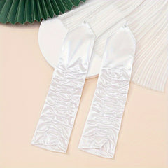Satin Women'S Long Sleeve Cuffs with Rhinestone Accents - Retro No Finger