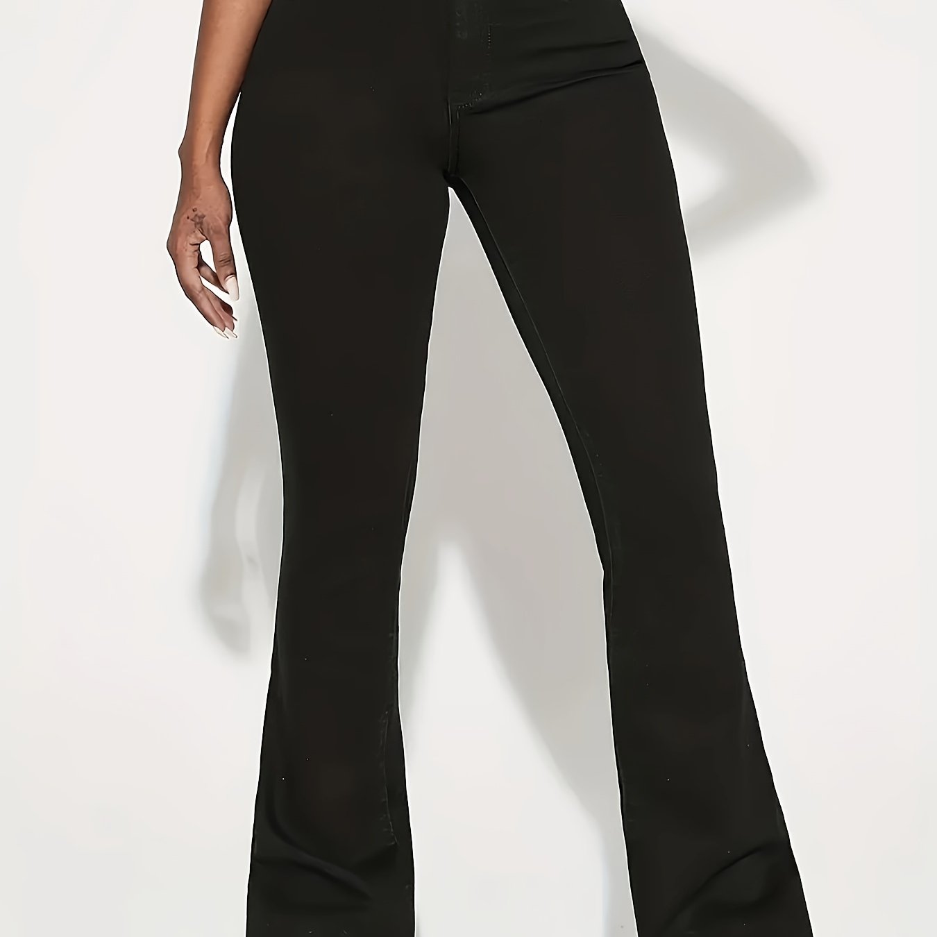 Solid High Stretch Flared Leg Jeans