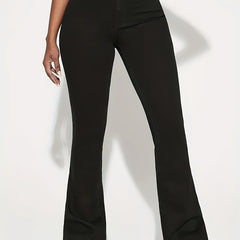Solid High Stretch Flared Leg Jeans