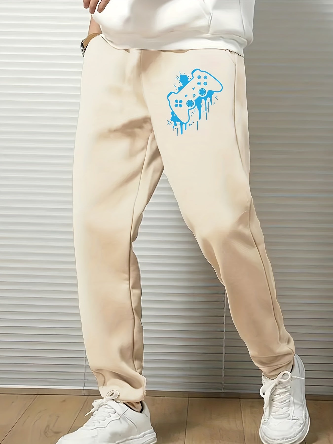 Gamepad Print Men's Drawstring Sweatpants With Pockets Jogger Pants