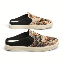 Men's Flower Print Slip On Loafer Shoes Casual Anti Skid Walking Shoes