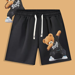 Funny Bear Print Men's Summer Shorts for Sports Casual Loose Outdoor