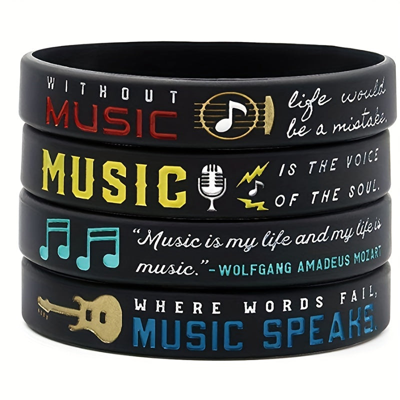 Waterproof Silicone Music Bracelet with Quotes