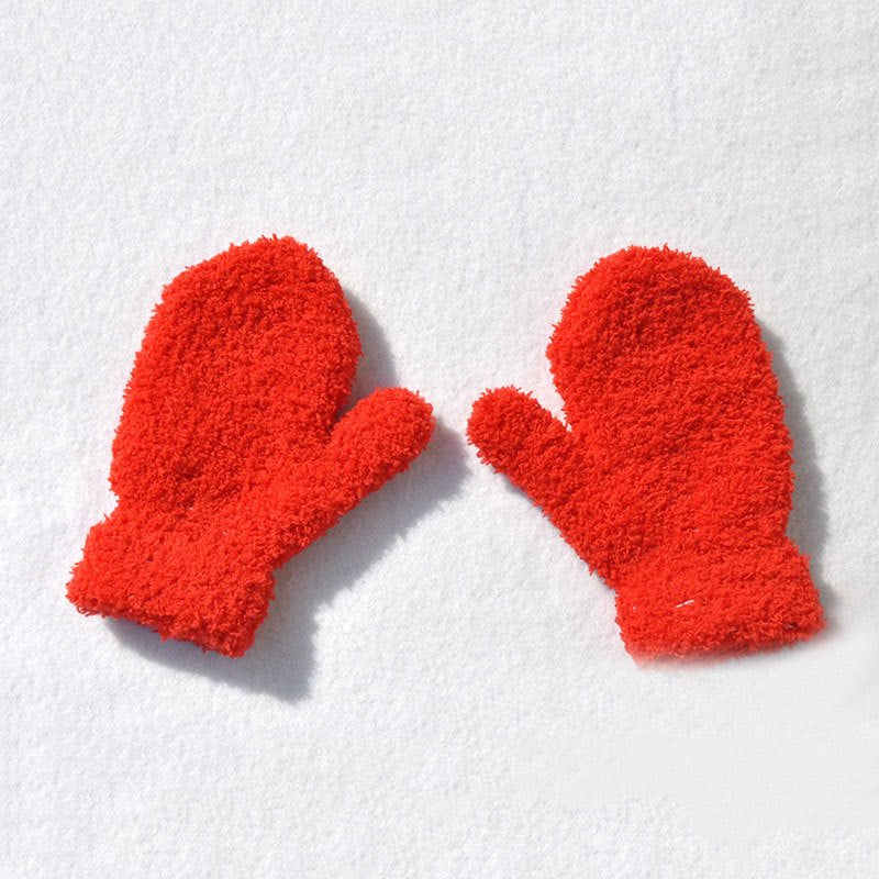 Kids Lined Fleece Warm Mittens Winter Knitted Gloves