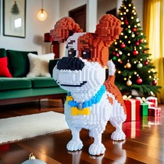 5369pcs Dog Building Blocks DIY Puzzle Brown Pixelated Interlocking Bricks