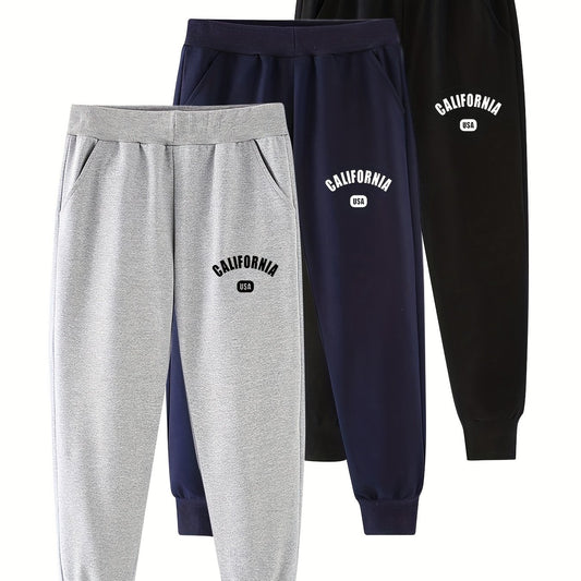 3pcs CALIFORNARY Letter Print Boys Sweatpants