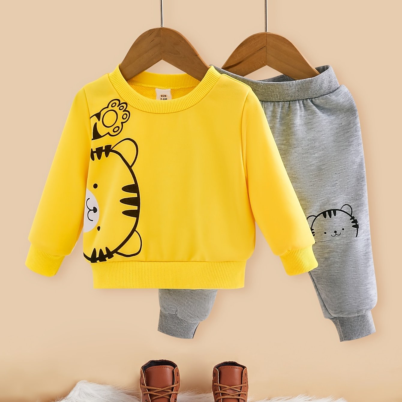 Boys Cartoon Print Sweatshirt Top Trousers Set Toddler Baby Outfit
