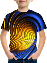 3D Vision Illusion Graphic T Shirt for Boys - Casual and Stretchy Tee