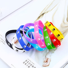 5 pcs Colorful Skull Silicone Wristband Bracelet Kids Hand Ring Decoration