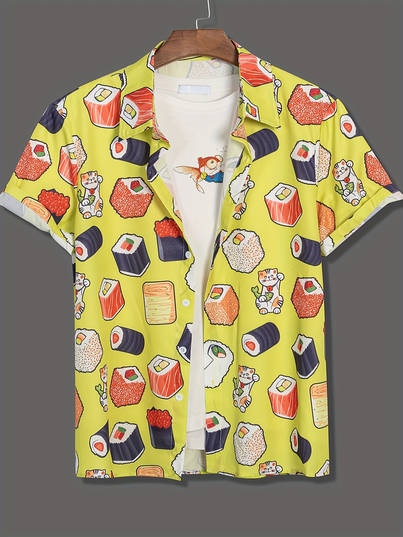 Sushi Print Men's Casual Short Sleeve Shirt