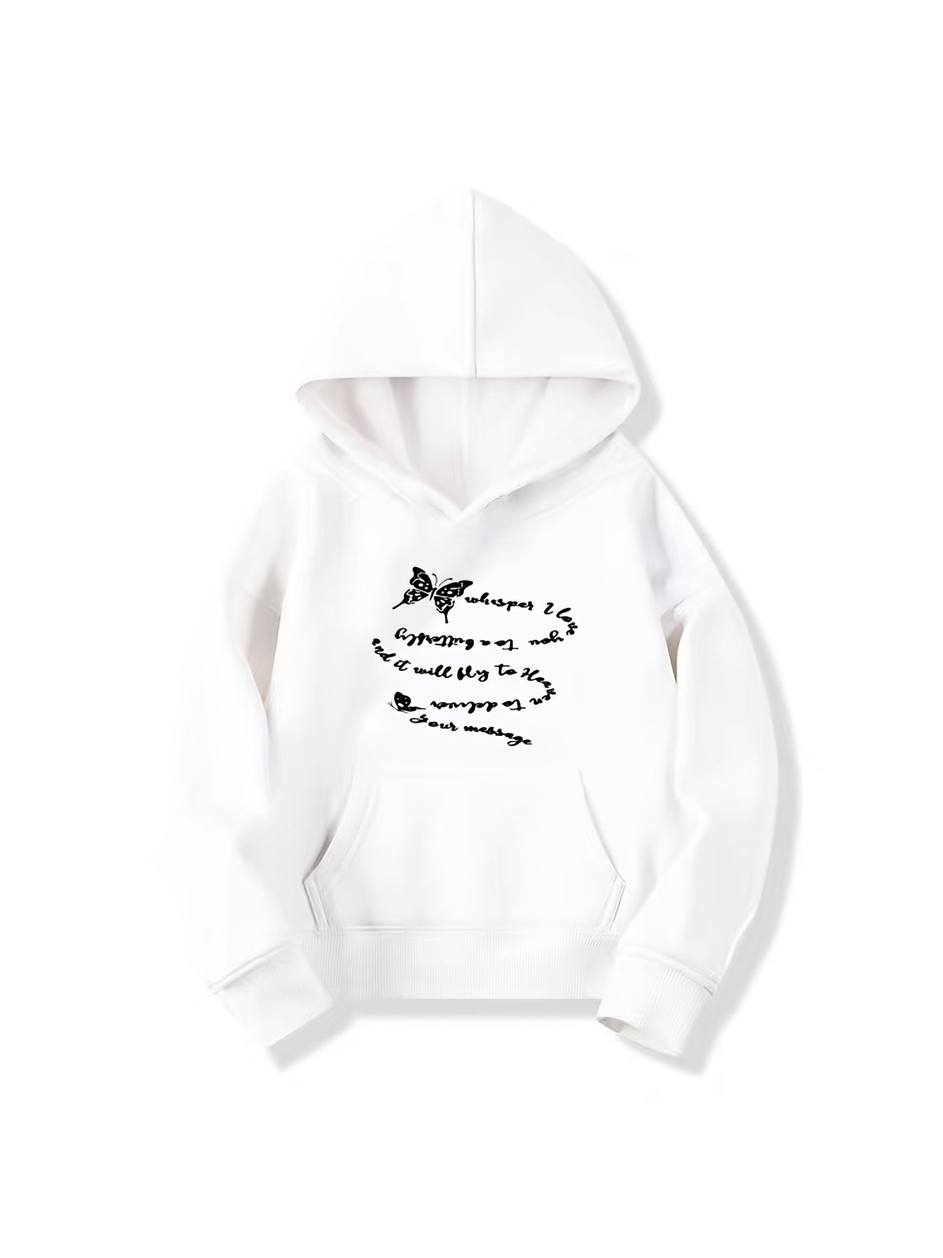 Girls Butterfly Print Hooded Sweatshirt Top Long Sleeve Hoodie Pullovers