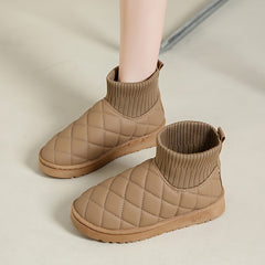 Women's Argyle Quilted Winter Snow Boots With Fleece Lining