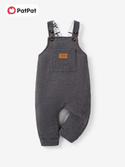 Baby Boy Waffle Letter Patched Overalls