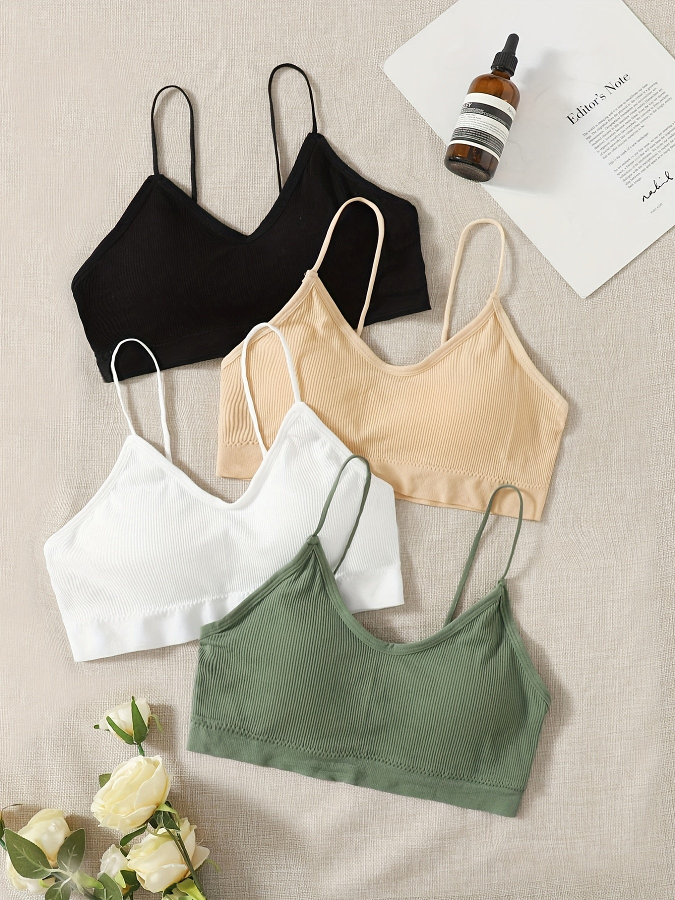 Girls Cami Bras V Neck Padded Seamless Straps Bralette