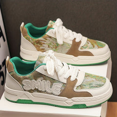 Men's Smile Letter Skate Shoes Lace Up Sneakers