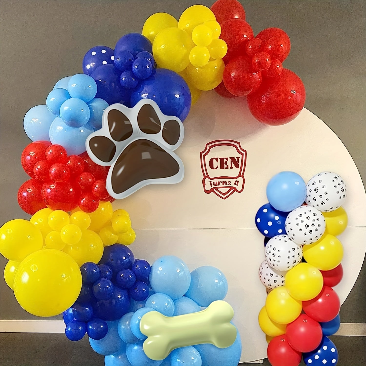 122pcs Paw Birthday Balloons Garland Kit Dog Paws Spotted Balloons Bone Foil Bal