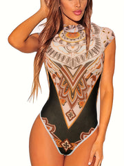 Boho Style Crew Neck Bodysuit One Piece Bodysuit for Spring & Summer