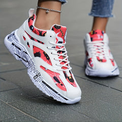 Graffiti Graphic Chunky Sneakers Soft Sole Lightweight Running Shoes