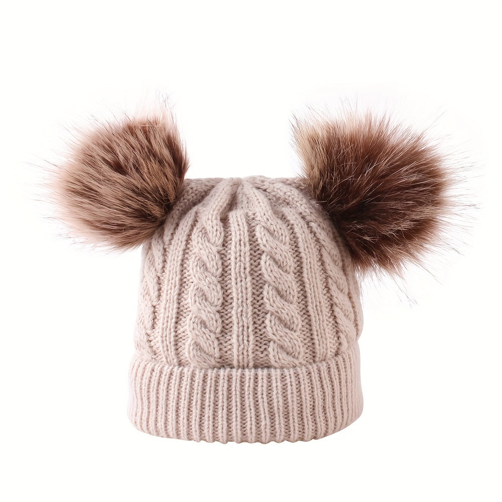 Children's Double Balls Knitted Hat for Autumn and Winter - Warm Keeping Hat
