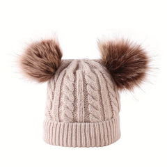 Children's Double Balls Knitted Hat for Autumn and Winter - Warm Keeping Hat