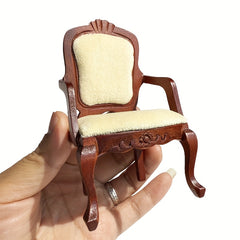 Dollhouse Vintage Red Wooden Armchair Coffee Table Set of Three