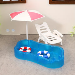 Dollhouse Swimming Pool Set Beach Chair Toy