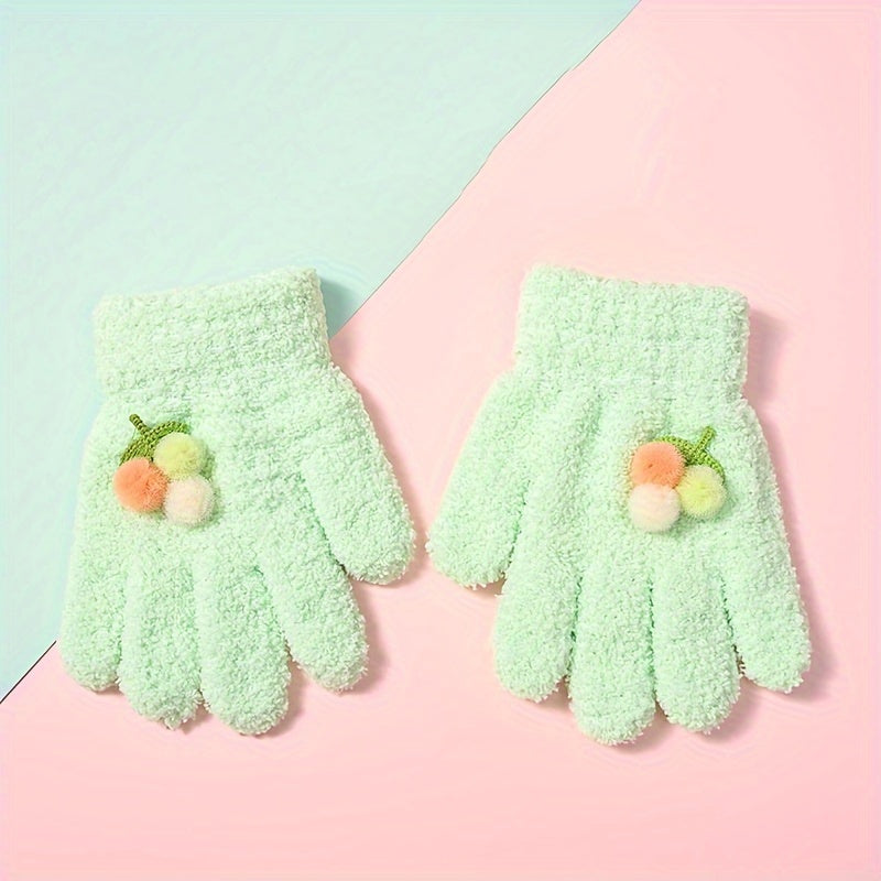 Children's Winter Knitted Gloves Cartoon Full Finger Gloves