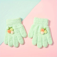 Children's Winter Knitted Gloves Cartoon Full Finger Gloves
