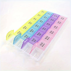 4 Row Weekly Pill Organizer with 28 Compartments Lake And Pastel Colors