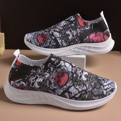 Women's Halloween Horror Skull Slip On Shoes Flat Sneakers