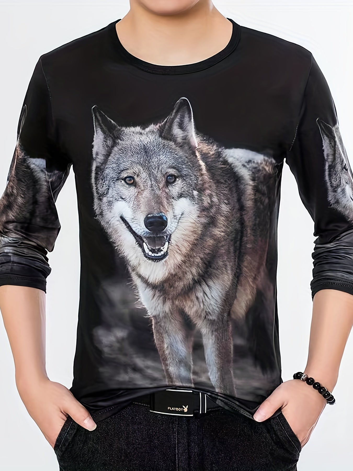 Wolf 3d Print Men's Graphic Sweatshirt for Autumn Winter