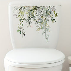 2pcs Plant Toilet Stickers Vinyl Waterproof Decorative Bathroom Decal