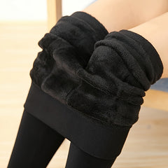 Plush Lined Trample Feet Socks Opaque High Waisted Thermal Footless Leggings