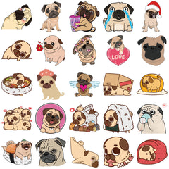 50 Cute Pug Cartoon Stickers for Decor & Crafts