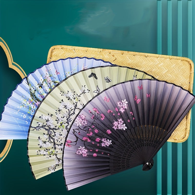 Men's Chinese Dance Fan Bamboo Silk Cloth