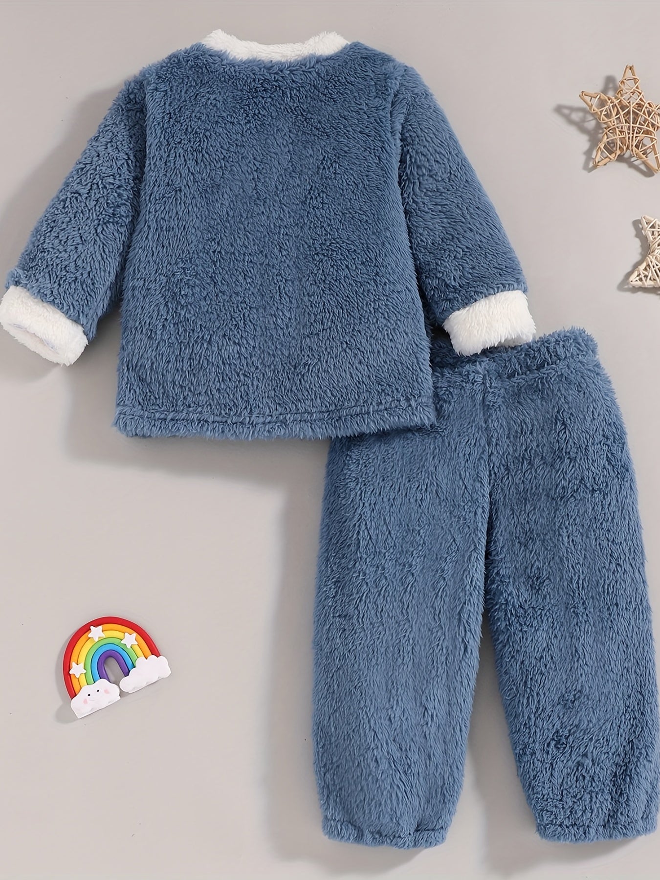 Kids Cartoon Print Pajama Set Warm Winter Loungewear