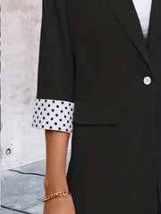 Contrast Trim Lapel Blazer One Button Work Office Outerwear