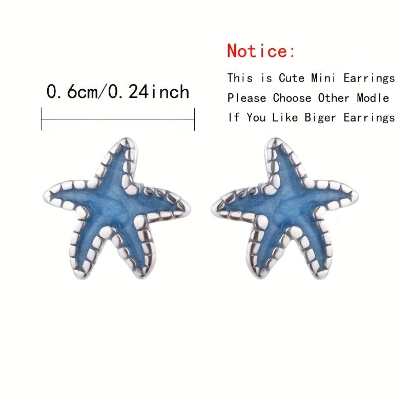 Mini Starfish Stud Earrings for Girls - Ocean Style Jewelry