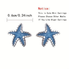 Mini Starfish Stud Earrings for Girls - Ocean Style Jewelry