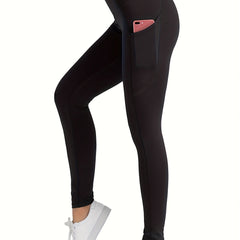 Sports Leggings Women's Plus Solid Pipping Wide Band Waist Skinny