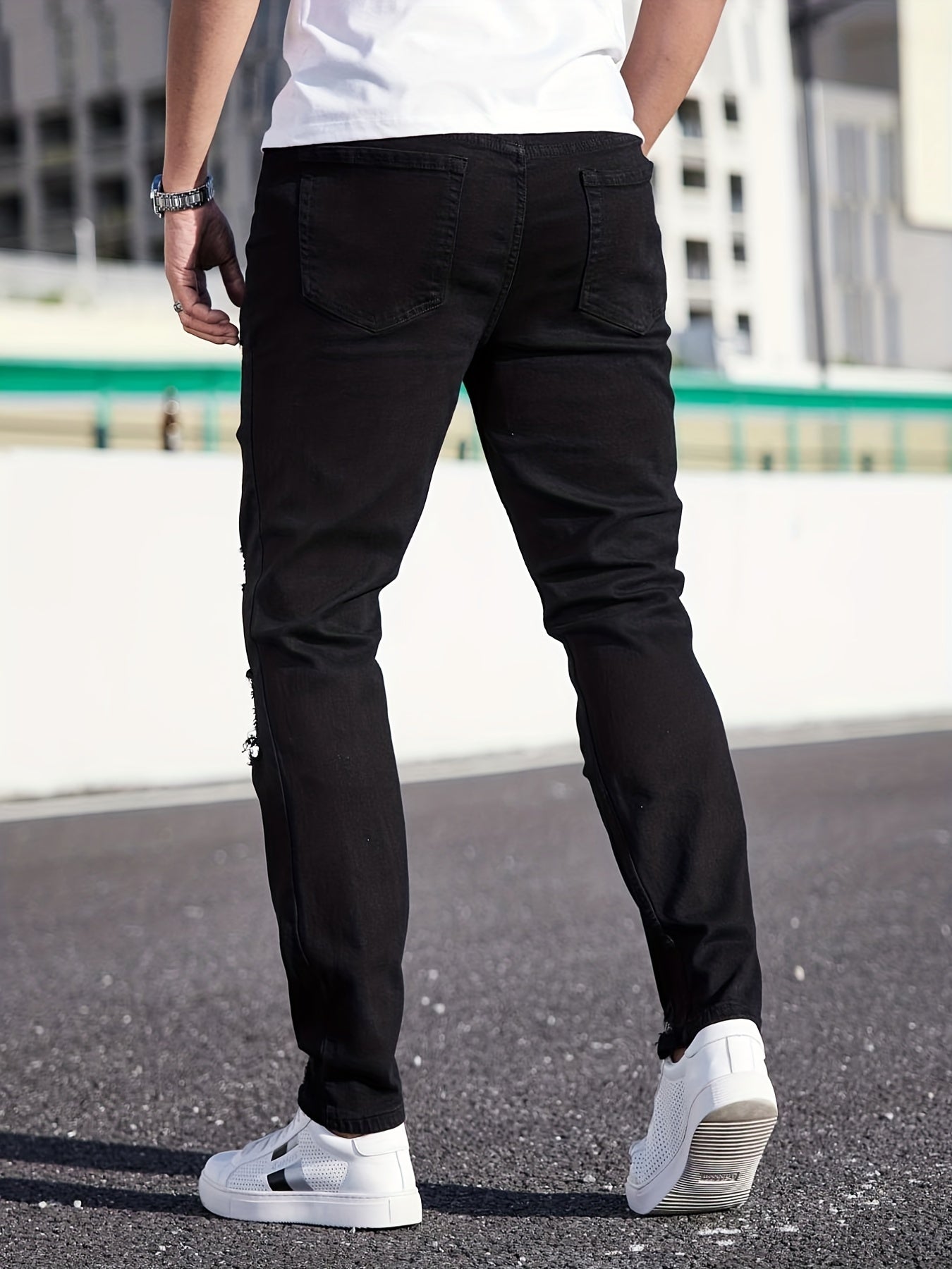 Men's Ripped Jeans Casual Street Style Stretch Denim Pants