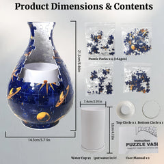 Golden Marble Pattern 3D Jigsaw Puzzle Vase for Adults