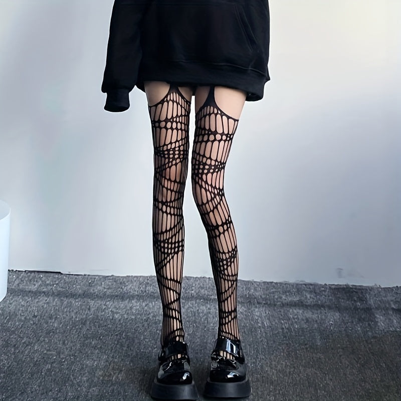 Hollow Out Fishnet Pantyhose High Waist Suspender Tights