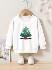 Cartoon Christmas Tree Long Sleeve Sweatshirt Kids Clothes Christmas Gift