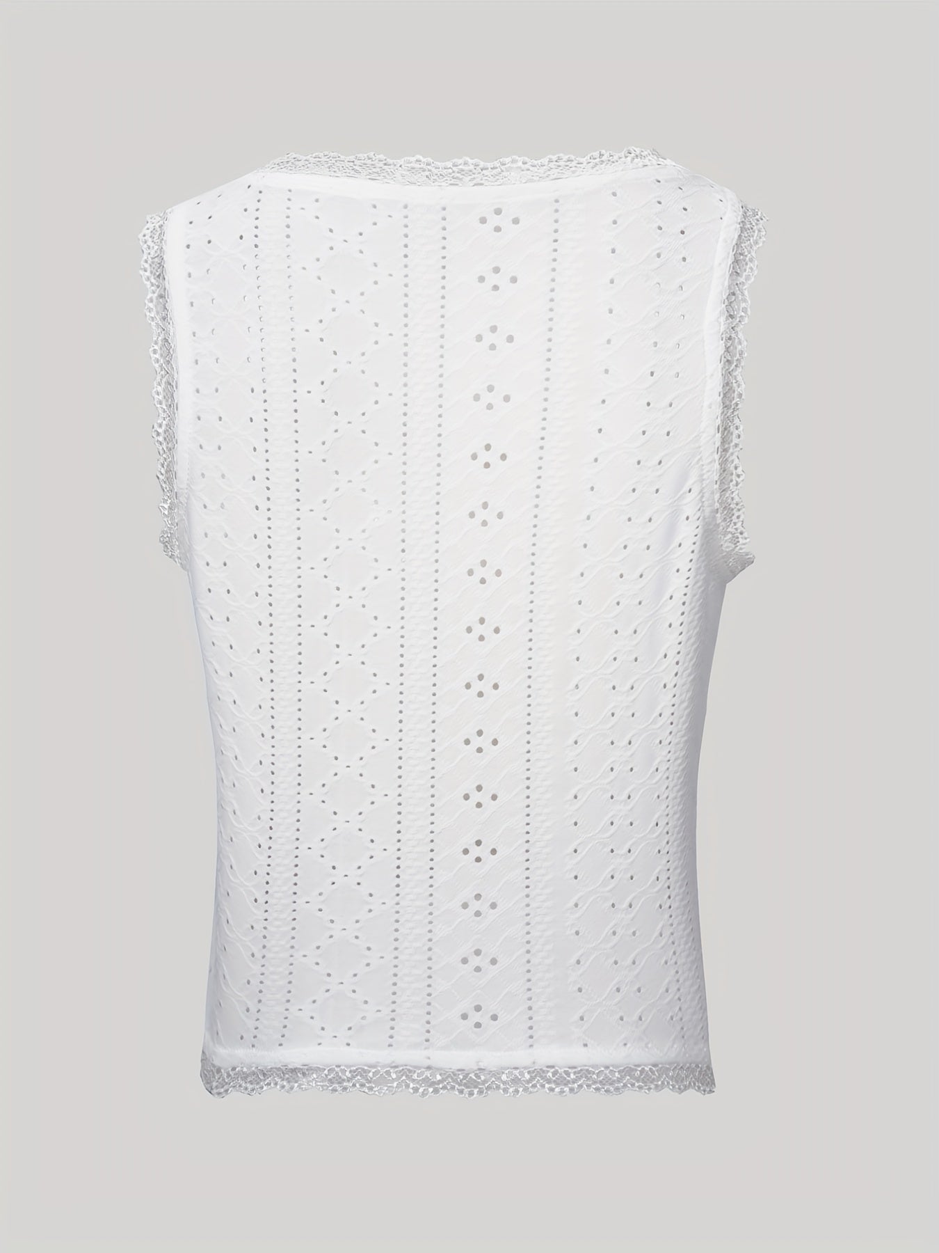Lace Trim Tie Front Tank Top Sleeveless Casual Summer Women's Clothing