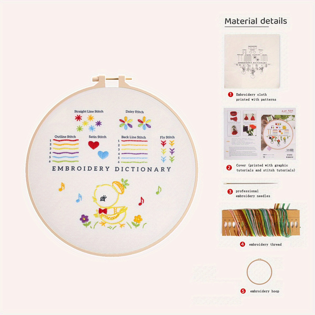 3D Embroidery Starter Kit Cross Stitch Cat Animal Flower Patterns Embroidery Hoo