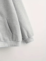 Casual Sports Fleece Sweatshirt Solid Zipper Up Hoodie